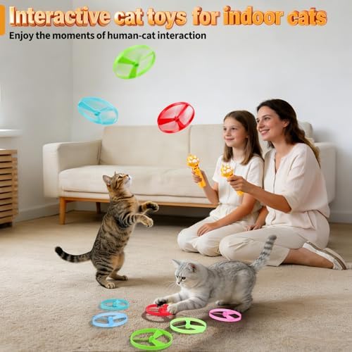 BABORUI Cat Toy Disc, 32Pcs Interactive Cat Fetch Toy Flying Discs, Flying Enrichment Toys for Indoor Bored Kittens & Adult Cats (32Pcs) - Image 6