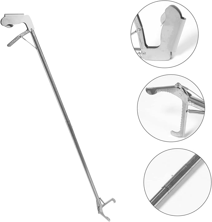 Totority Folding Stainless Steel Snake Catcher Grabber Tool Locking Mechanism for Safe Handling of Snakes and Reptiles Lightweight Portable Design for Gardens and Zoos