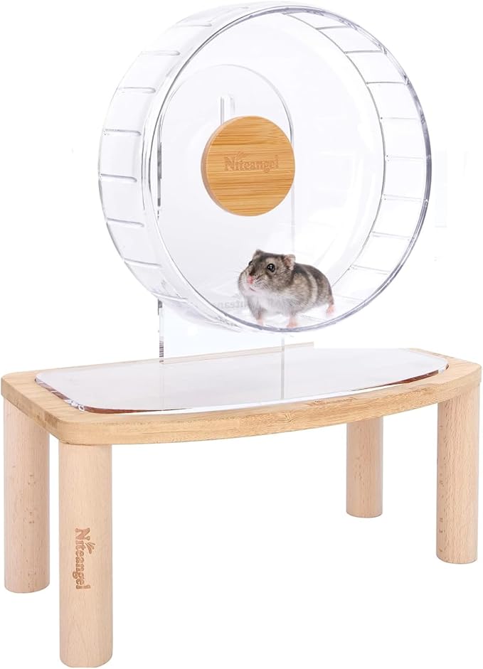 Niteangel 8.2-Inch Super-Silent Hamster Exercise Wheels with Platform: - Quiet Spinner Hamster Running Wheels with Adjustable Stand for Hamsters Gerbils Mice Or Other Small Animals