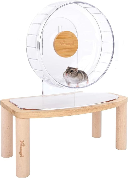 Niteangel 8.2-Inch Super-Silent Hamster Exercise Wheels with Platform: - Quiet Spinner Hamster Running Wheels with Adjustable Stand for Hamsters Gerbils Mice Or Other Small Animals