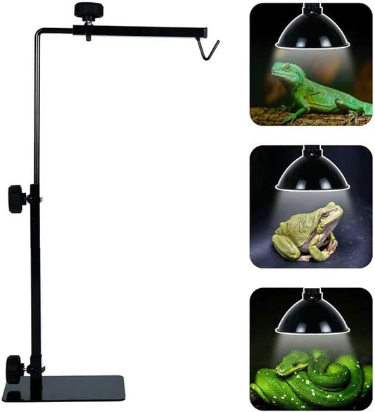16.6-31 inch Reptile Lamp Stand, Adjustable Domes Heat Lamp Metal Bracket Floor Light Holder for Reptile Terrarium Lighting Heating Light and Dome lampshade.