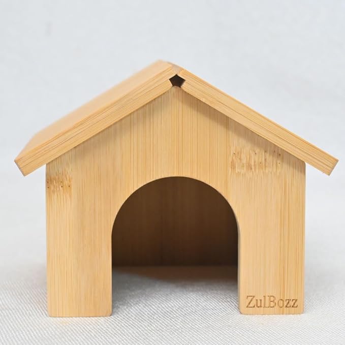 Bamboo Wooden Hamster Hideout House No Assembly Hamster Cage Accessories Hamster Shelter Hut Nest Toy Habitat Decor for Dwarf Syrian Hamsters Small Animal Cage Decor Multi Size Variants Medium