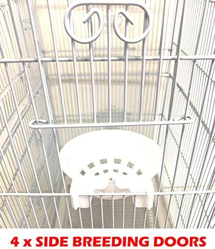 Large Canary Parakeet Cockatiel Lovebird Finch Roof Top Bird Parrot Home House Cage with Side Nesting Boxe Doors Removable Rolling Stand