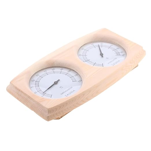 Toyvian Wooden Hygrothermograph for Sauna Thermometer Humidity Temperature Read Pointer