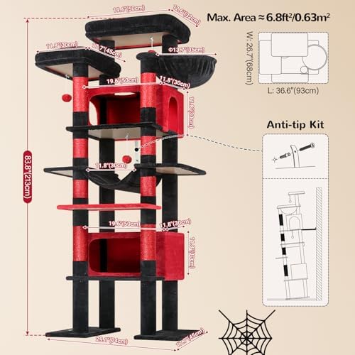 Globlazer Gothic Giant Tall Heavy Duty Cat Tower for Indoor Large Cat, F83B - Image 6