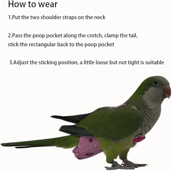 6PCS Washable Bird Diapers with Waterproof Lining & Adjustable Straps - Reusable Soft Parrot Diapers for Parakeets, Budgies, Mini Macaws (Colorful, L, Count, 6)