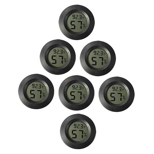 7pcs Digital Temperature Humidity Meter for Reptile Tanks Accurate Hygrometer Thermometer for Bearded Dragons Snakes and Geckos Mini Thermometer LCD Display and Battery