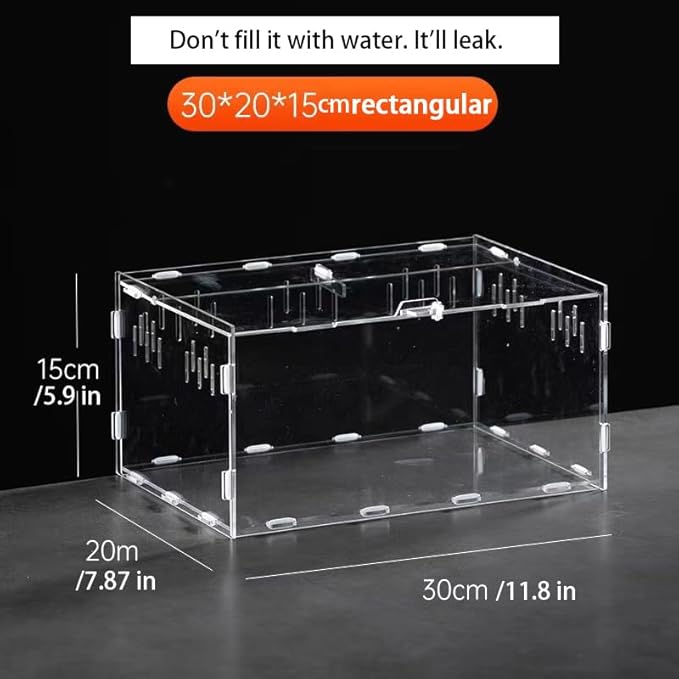 Mini Reptile Terrariums Tank, Tarantula Enclosure, Chameleon cage, Amphibians Habitat Cages for Small Reptiles, Geckos, Snakes, Lizards, Turtles, Serpents -Acrylic(11.8 * 7.8 * 5.9 inchs)