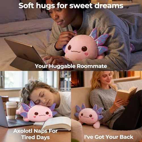 Mewaii Pink Axolotl Plush Pillow Cute Plushies, Squishy & Huggable, 13 in - Image 4
