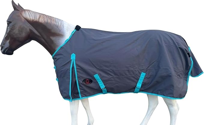 1200 Denier Horse RAIN Sheet (Waterproof & Breathable Turnout Sheet) Horse RAINSHEET (Charcoal-Turq, 72)