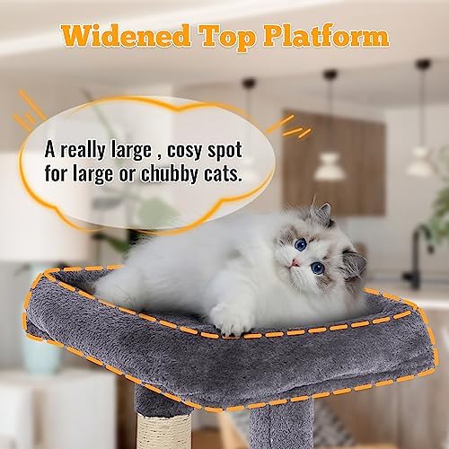 FDW 37.8" Cat Tree Tower | Light Gray | Multi-Level Indoor Activity Center - Image 2