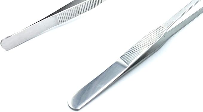 FRUTA Long Reptiles Feeding Tongs Stainless Steel Straight and Curved Tweezers Set Polished Aquarium Tweezers Feeding Tools for Reptiles Lizards Bearded Dragon Gecko Snake Bird Aquatic Plants- Silver