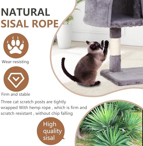 FDW | 36" Cat Tree Tower | Light Gray | Multi-Level Indoor Activity Center - Image 3