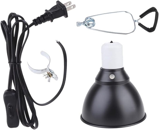 Angoily Reptile Lamp Cover Reptile Heat Lamp Fixture Safe for Pets Sturdy Aluminum Easy to Install 110v Us Plug