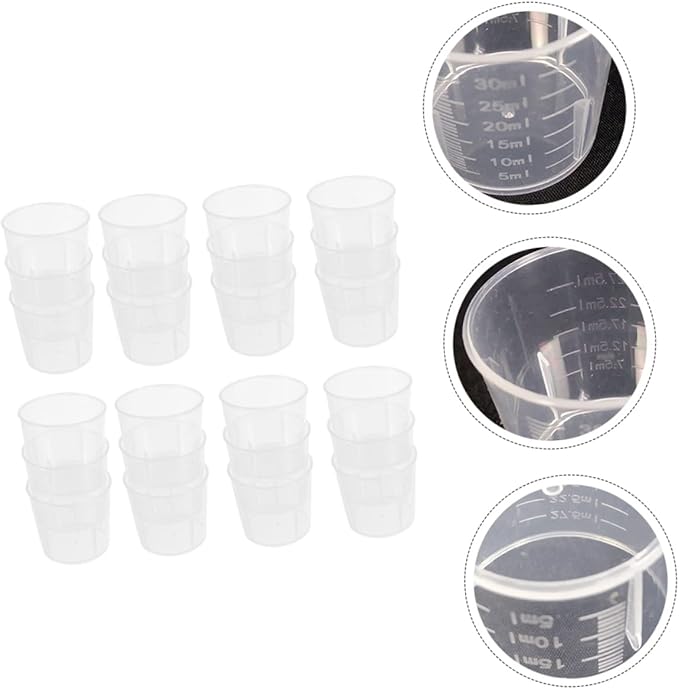 100Pcs Reptile Feeding Cups Measuring Containers for Food Water for Gecko Lizard Pets Easy to Read Scales for Accurate Measurement