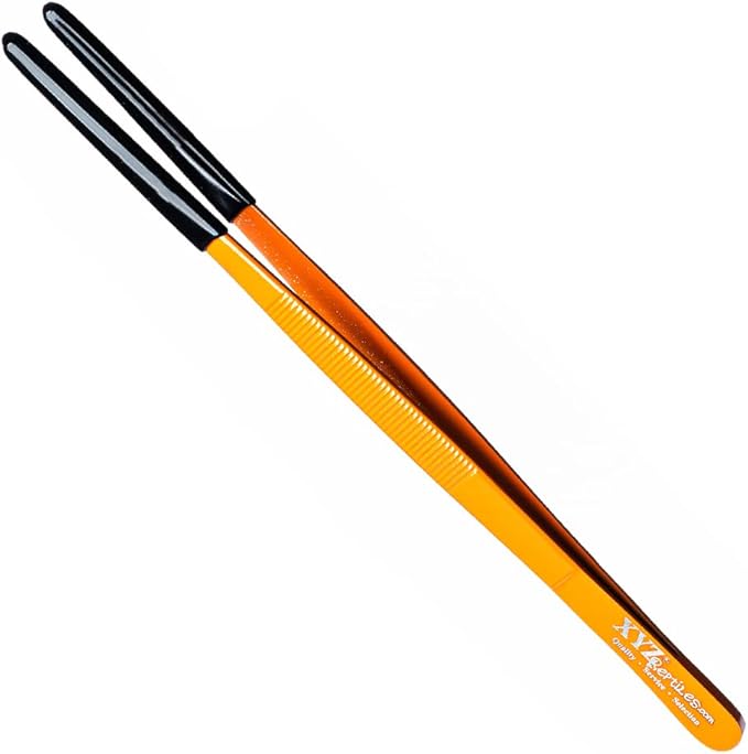 XYZReptiles Snake Feeding Tongs Stainless Steel Reptile Feeding Tongs With PVC Safety Tip (8 inch, Orange)