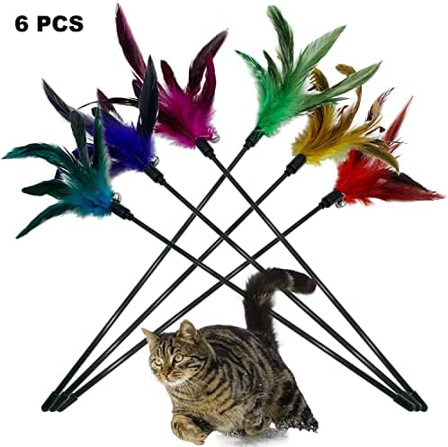 CATENAS 6 PCS Feather Stick Cat Toys, Interactive Wand for Indoor Cats - Image 6