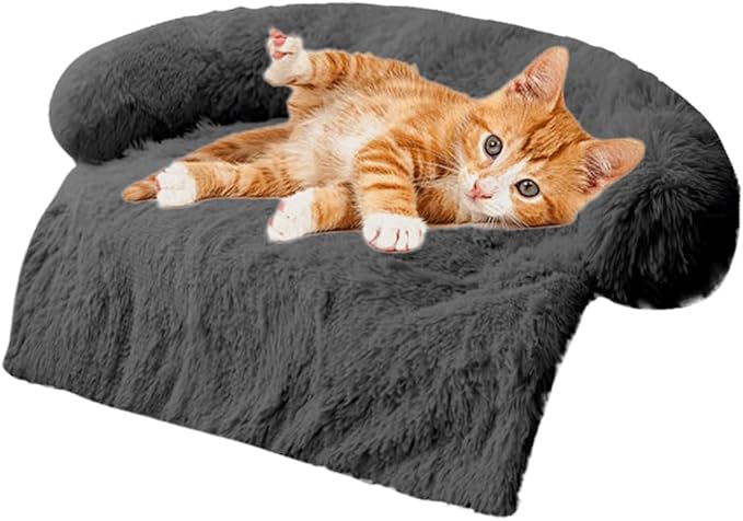Tinaco Calming Dogs/Cats Bed Mats, Dog Pad Washable Removable Couch Cover, Plush Long Fur Mat for Pets, Waterproof Lining, Perfect for Small, Medium and Large Dogs and Cats (Dark Gray, 31"x23")