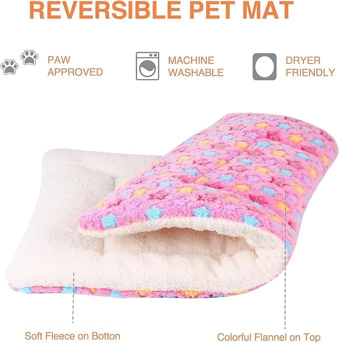 Mora Pets Cat Bed Dog Crate Pad Ultra Soft Pet Bed with Cute Star Print Washable Reversible for Small Dogs 14 x 17.5 inch 2 Pack Pink