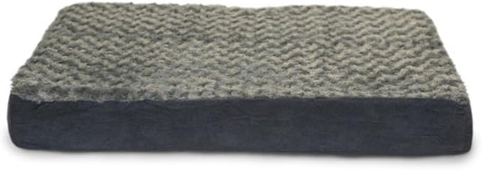 FurHaven Supportive Cooling Memory Foam Classic Mattress Dog Bed with Washable & Removable Cover - Plush Faux Fur/Suede Mattress - Gray, Dogs Up to 35 lbs - Medium