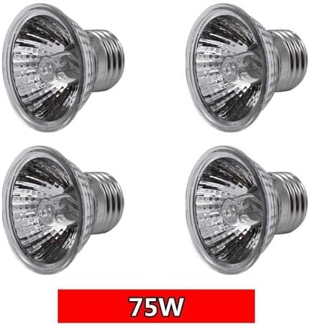 UVA+UVB 25/50/75W Reptile Heat Basking Light Bulb Lamp for Reptiles (75W - 4PCS)