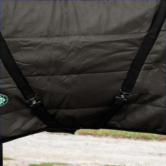 Country Pride Sentinel Channel Quilt Horse Stable Blanket, Midweight Open Front, 420D Nylon Outer Shell, 250g Poly-Fill Insulation, Wither Protection, Adjustable Leg Straps, Bias Surcingle (80,Black)