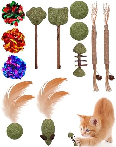 PET SHOW 12 Pack Catnip Toys for Indoor Cats Kitten Crinkle Balls by PETSHOW