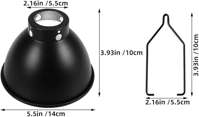 Homoyoyo Reptile Heat Lamp Reflector Dome with Hook, 5.5 Inch Metal Heating Lampshade for Terrarium Insulation and Heat Distribution, Suitable for Reptile Enclosures and Habitat Lighting