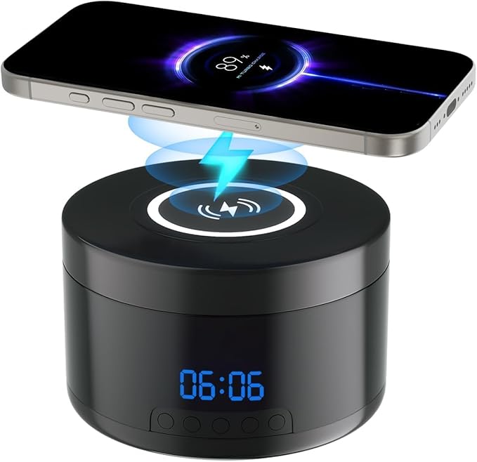 Smart Security Camera - 1080P Indoor Cameras for Home Security - Pet/Dog Camera with Motion Tracking - 15W Fast Phone Charger - Digital Clock