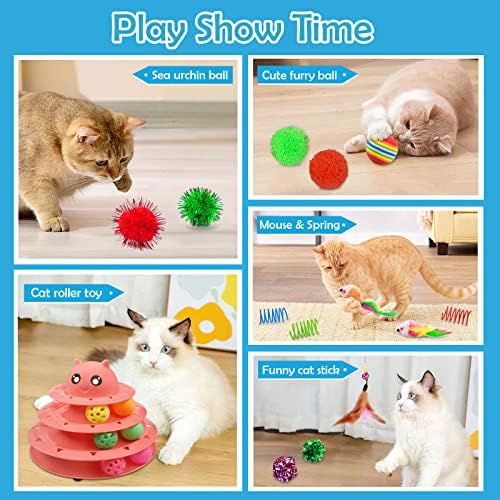 UPSKY 20 PCS Cat Toys Set with Teaser, Mice, Spring, and Various Ball Toys - Image 6