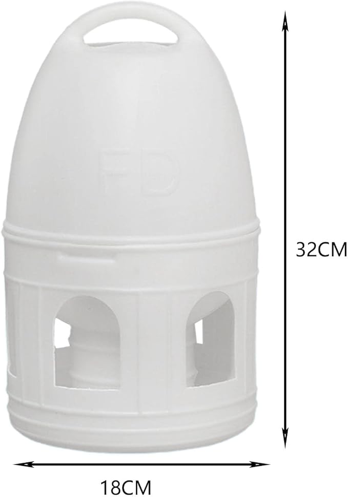 2 Pack Automatic Bird Feeder for Pigeons and Chickens, 5L 10L White