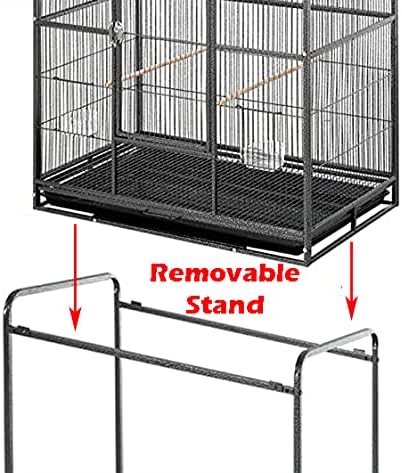 Pet Products 64" Extra Large Wrought Iron Breeding Bird Flight Home Cage Side Nesting Box Doors Tight 1/2-Inch Bar Spacing with Removable Rolling Stand