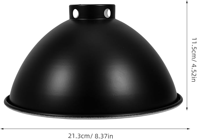 Reptile Heat Lamp Shade 8.5-Inch Dome Reflector with Black Exterior White Interior Coating for Reptile Tank Heating and Habitat Lighting Protection