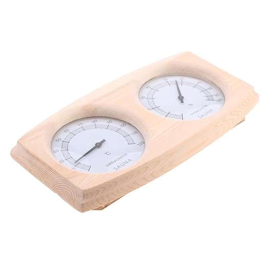 POPETPOP Wooden Temperature and Humidity for Sauna Hygrothermograph with Read Dial for Indoor Use Ranges Durable Wooden Design