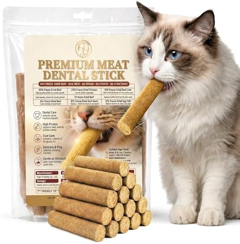 Freeze Dried Cat Chew Sticks Kitten Beef Treats No Grass 15pcs by GREMBEB