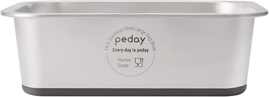 PEDAY 1.2 Gallon Large Dog Water Bowl, 18/8 Human Grade Stainless Steel - Silver Nonslip