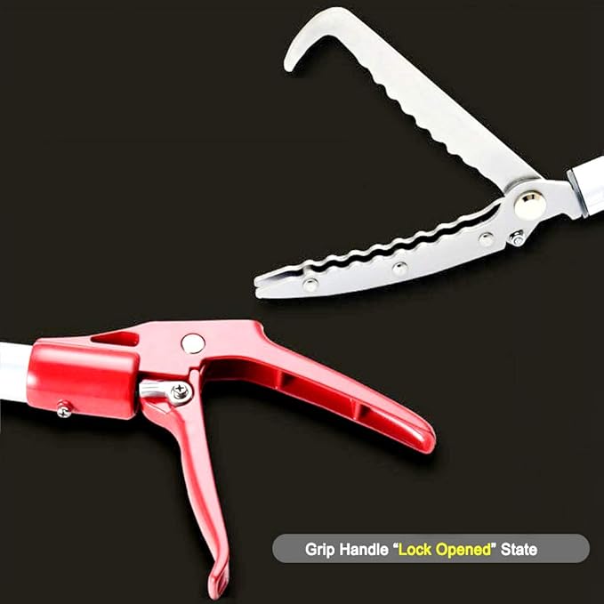 Extendable Snake Tong Reptile Grabber Rattle Snake Catcher Wide Jaw Handling Tool with Lock and Comfortable Grip(Include Snake Bag) (86 inches Extendable Snake Tong)