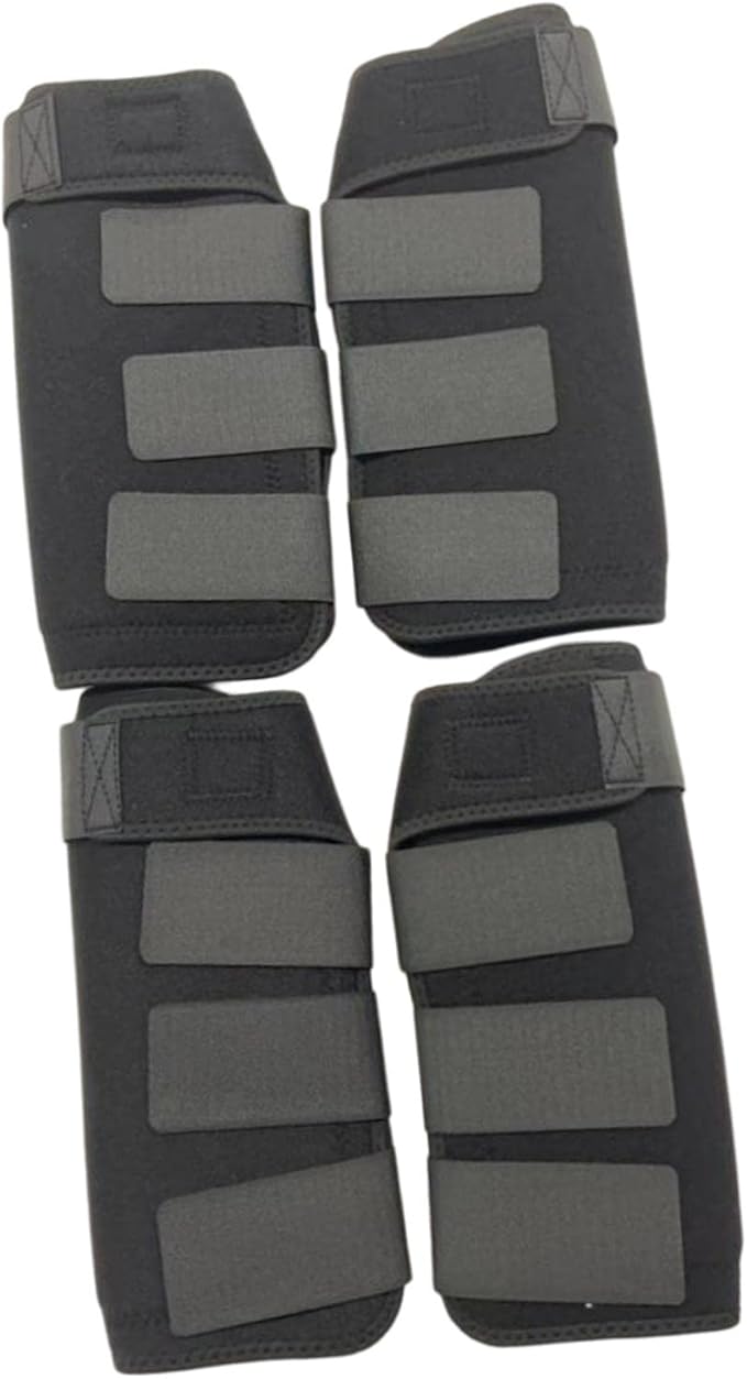 4Pcs Horse Boots Leg Protectors Adjustable Comfortable Neoprene Reusable Breathable Horse Guards Set Leg Gear for Ourtdoor, Black, S