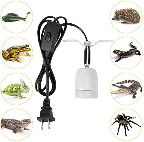 Reptile Lamp Socket, Adjustable Heat Light Holder, Habitat Heater, 360¡ã Rotating E27 Socket with Switch, for Reptile Basking Lamp Base Stand in Aquarium, Turtle, Lizard, Snake Enclosures