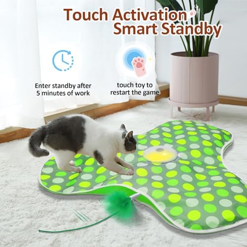 Sofolor Interactive Cat Toy, Automatic Cat Toys for Indoor Cats, Hide and Seek Cat Toy with Motion Activated, Moving Feather, Chirping, USB Rechargeable - Image 3