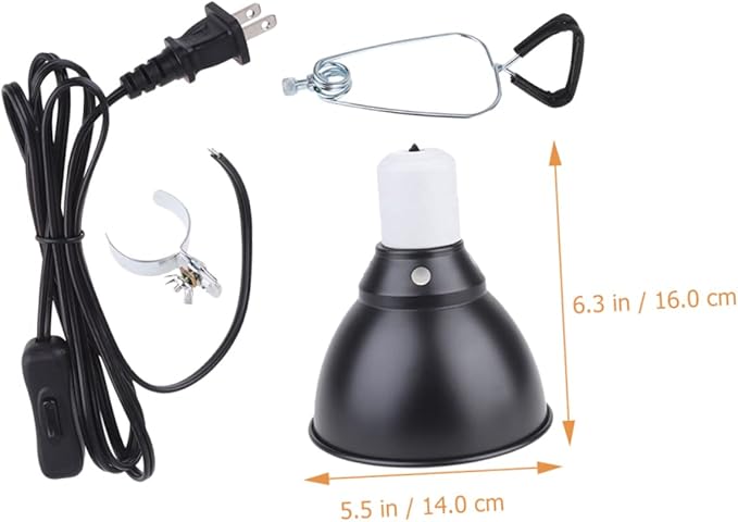 Housoutil 110v Reptile Light Fixture Clamp Lampshade for Terrariums Lightweight and Easy to Install for Turtles Lizards and Snakes Heat Dissipation