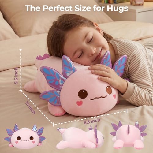 Mewaii Pink Axolotl Plush Pillow Cute Plushies, Squishy & Huggable, 13 in - Image 2