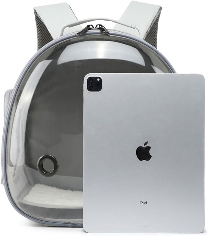 Periglo Pet Carrier Cage, Small Parrot Cage Pet Backpack, Portable Animal Carrier Travel Cage, Indoor and Outdoor Cage for Parrot, Hedgehog, Rat Parrot, Rabbit, Grey