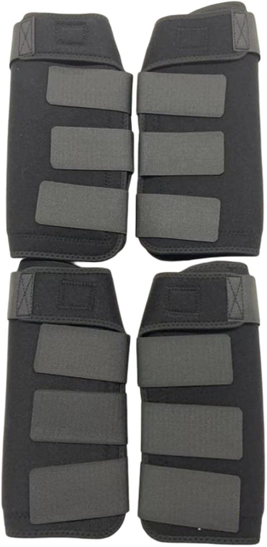 Generic 4Pcs Horse Boots Leg Protectors Adjustable Comfortable Neoprene Reusable Breathable Horse Protectors Equipment Set, Black, L