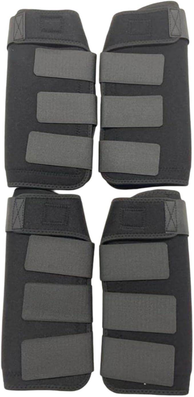 Generic 4Pcs Horse Boots Leg Protectors Adjustable Comfortable Neoprene Reusable Breathable Horse Protectors Equipment Set, Black, S