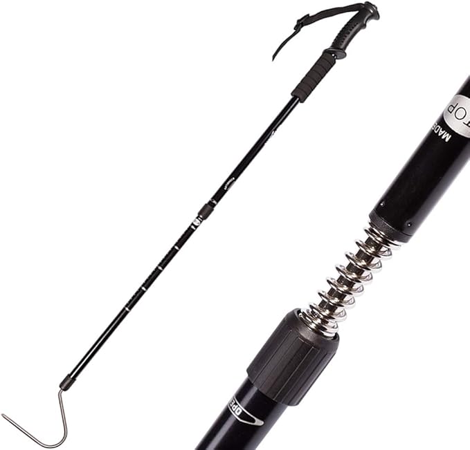Snake Hook Reptile Grabber Rattle Snake Catcher,Professional Aluminum Alloy with Telescopic Rod and Lock, Comfortable Grip Handle for Catching,Controlling,Moving (53 inch Snake Hook)