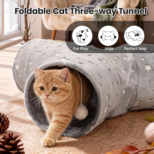 Tempcore 3-Way Cat Tunnel Toy, Collapsible, Self-Luminous Tube for Cats - Image 6