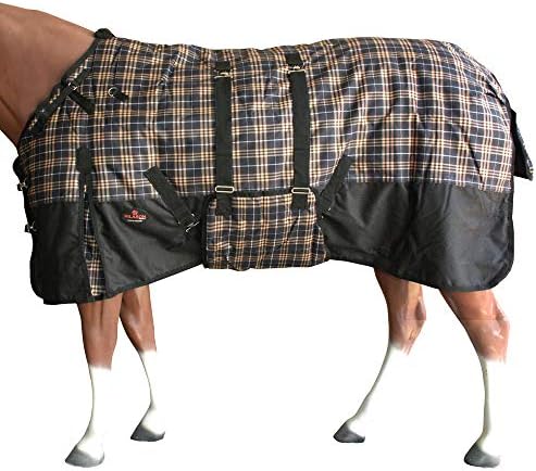 Orange Black Plaid 78 in HILASON 1200D Winter Waterproof Poly Horse Turnout Blanket Belly Wrap
