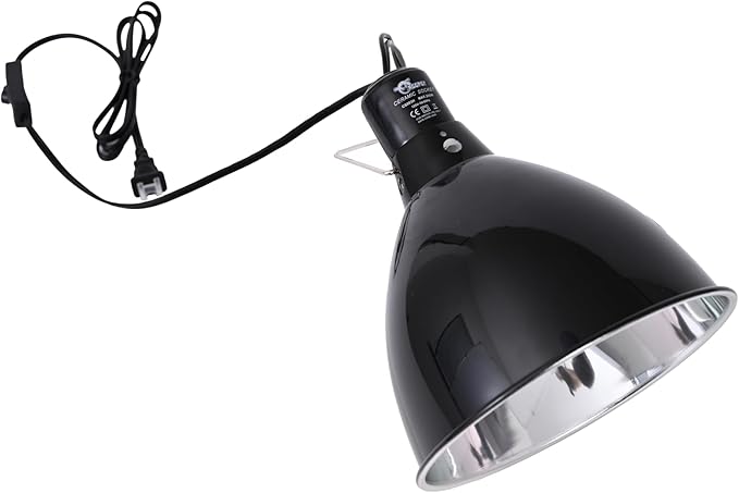 Reptile Light Fixture 8.5 Inch Deep Dome Lampshade, Reptile Heat Lamp Fixture with Separate Switches Fit for UVB Bulb Basking Heat Bulb for Reptile Glass Terrariums