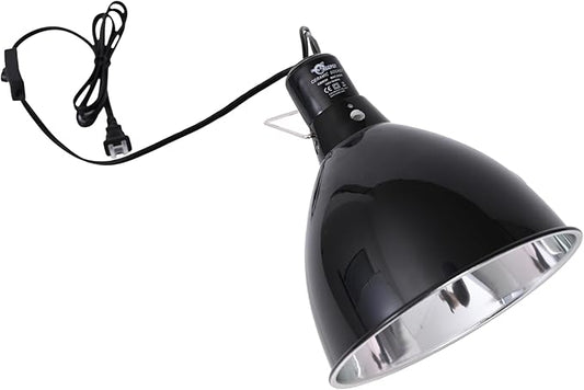 Reptile Light Fixture 8.5 Inch Deep Dome Lampshade, Reptile Heat Lamp Fixture with Separate Switches Fit for UVB Bulb Basking Heat Bulb for Reptile Glass Terrariums